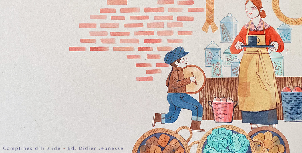 illustration Illustration chaleureuse d'une scène de marché animée.